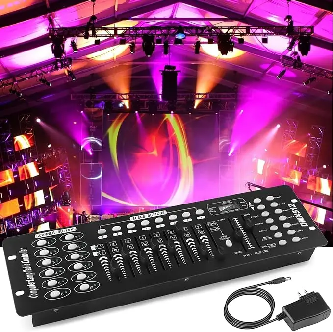 Controlador Fieryzeal 192 DMX, equipo de DJ, consola DMX 512, iluminación de escenario, Control de DJ para focos de luz con cabezal móvil LED Par - Imagen 8