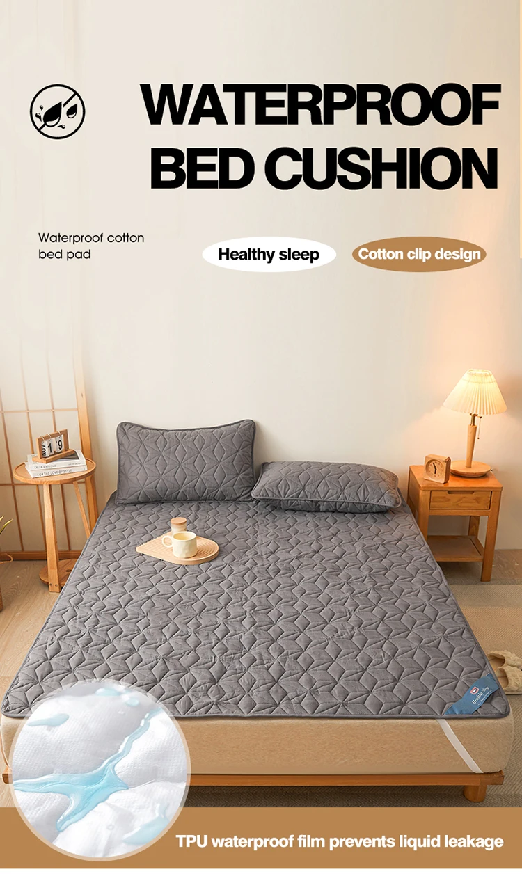 Funda impermeable con banda elástica, almohadilla protectora acolchada, colcha, Funda de colchón de invierno para cama individual/doble 140/160 - Imagen 8