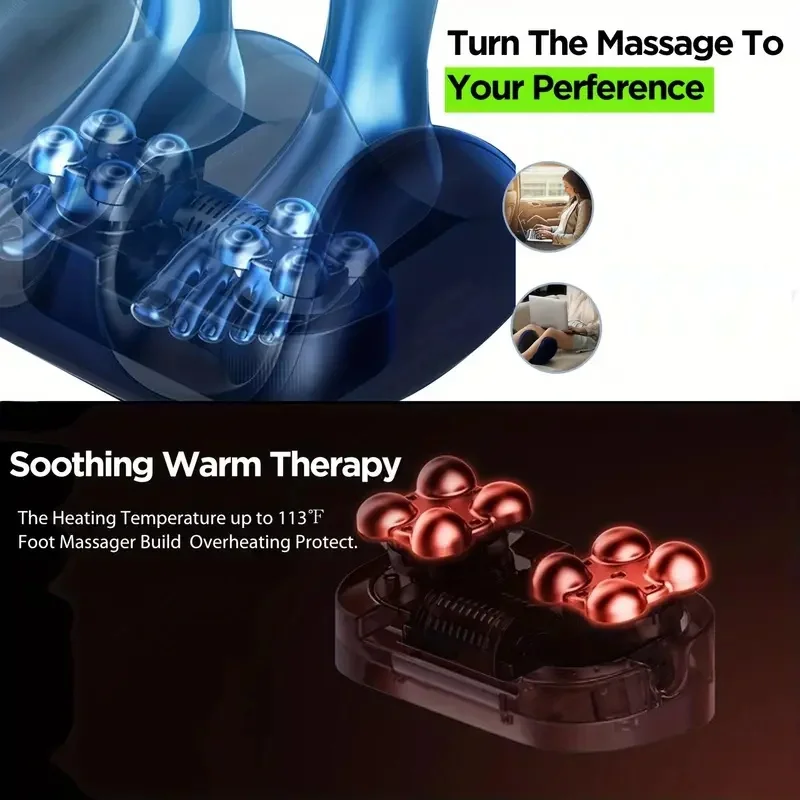 Masajeador de pies eléctrico Extra grande, compresa caliente Shiatsu, rodillo para amasar piernas, amasar la pantorrilla, alivia la fatiga profunda, relajación muscular - Imagen 3
