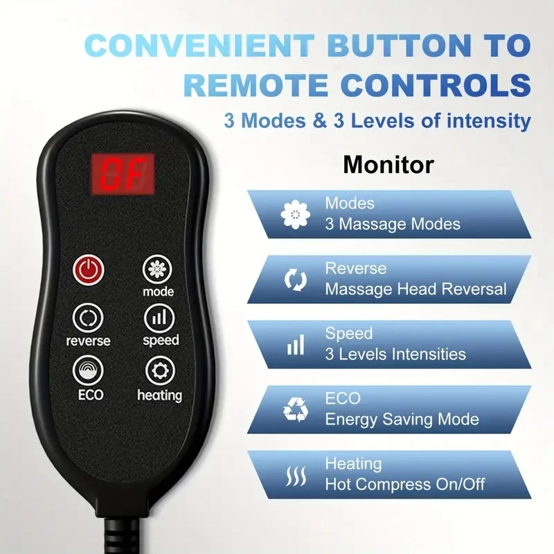 Masajeador de pies eléctrico Extra grande, compresa caliente Shiatsu, rodillo para amasar piernas, amasar la pantorrilla, alivia la fatiga profunda, relajación muscular - Imagen 7