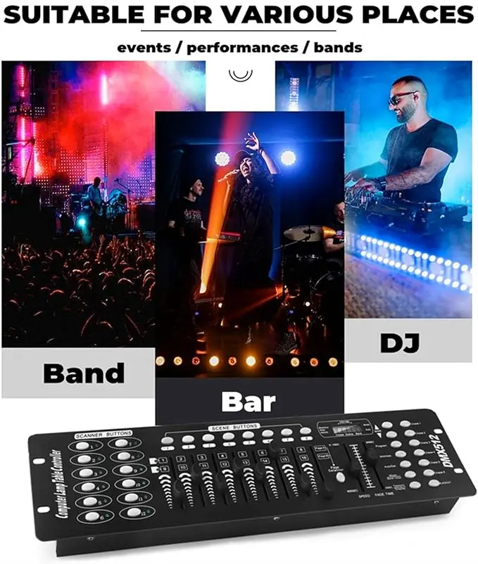 Controlador Fieryzeal 192 DMX, equipo de DJ, consola DMX 512, iluminación de escenario, Control de DJ para focos de luz con cabezal móvil LED Par - Imagen 10