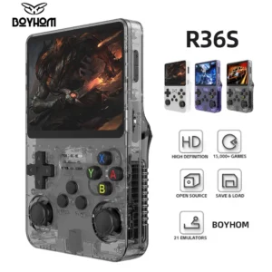 Consola de videojuegos portátil Retro R36S, 128G, sistema Linux, pantalla IPS de 3,5 pulgadas, R35s Pro, reproductor de vídeo de bolsillo portátil, 64GB de juegos