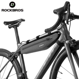 ROCKBROS-bolsa impermeable para bicicleta de 1,5 l, alargada, triangular, doble cremallera, resistente a los arañazos, accesorios para bicicleta