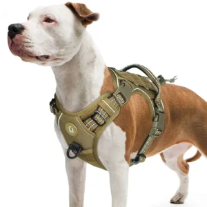 Arnés táctico para perros, arnés para perros sin tirones, arnés de chaleco MOLLE transpirable ajustable para perros medianos y grandes, militar reflectante