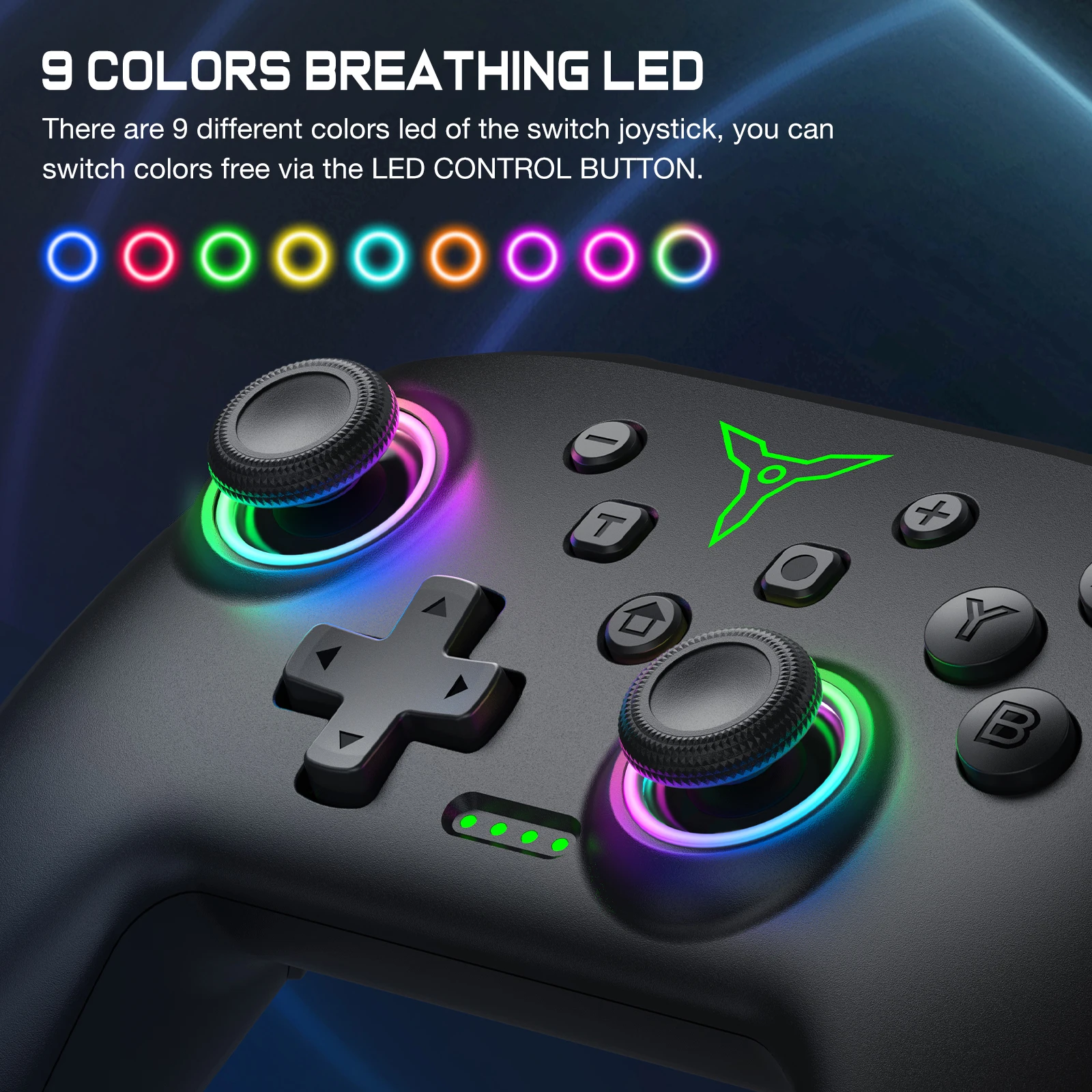 Dinofire Wireless Bluetooth RGB Controller for Nintendo Switch/Switch OLED/Switch Lite/PC/Mobile Gamepad Multi-Function Joystick - Imagen 3