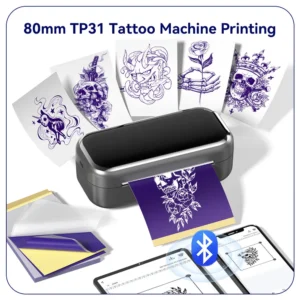 Impresora de plantillas de tatuaje TP31, 80mm, impresora térmica de tatuajes con papel de transferencia, Mini impresora portátil inalámbrica Bluetooth, artista DIY