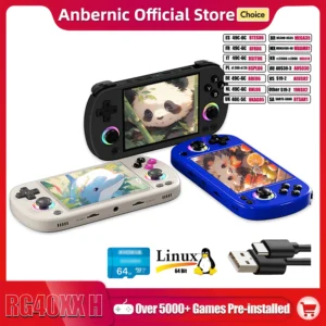 ANBERNIC-consola de juegos portátil RG40XX H, pantalla IPS de 4,0 pulgadas, 640x480, sistema de 3200mAh y 64 bits con luz RGB integrada en 5K + juegos RG40XXH